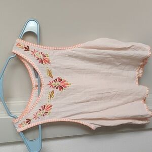Size XS Aerie 100% cotton blouse. Embroidered details. Light pink/ orange